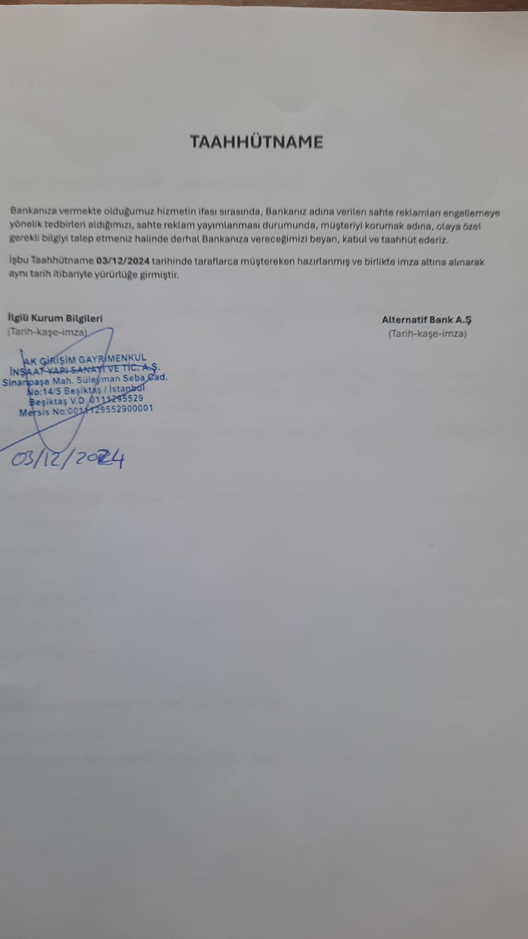 ALTERNATİF BANK A.Ş.